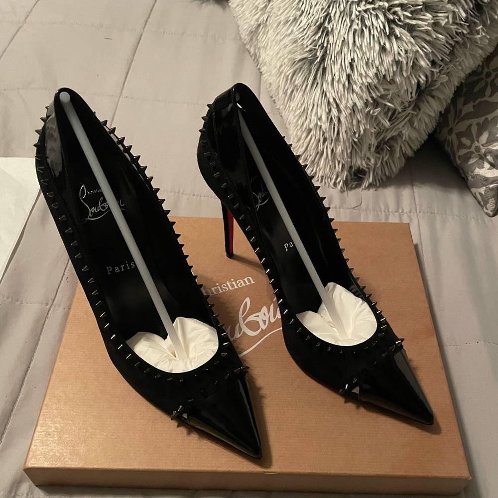 Christian Louboutin black spiked heels. Size 40 US size 10